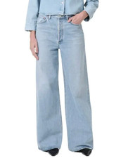 agolde dame wide leg high rise baggy jeans light wash size 31