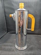 Vintage Lehman Bros Aluminum Cocktail Shaker Yellow Bakelite Handle MCM Barware