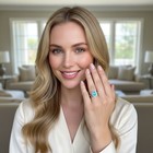 925 Sterling Silver Ring 7x5mm Natural Paraiba Topaz Zircon Handmade Flower Gift — photo 2