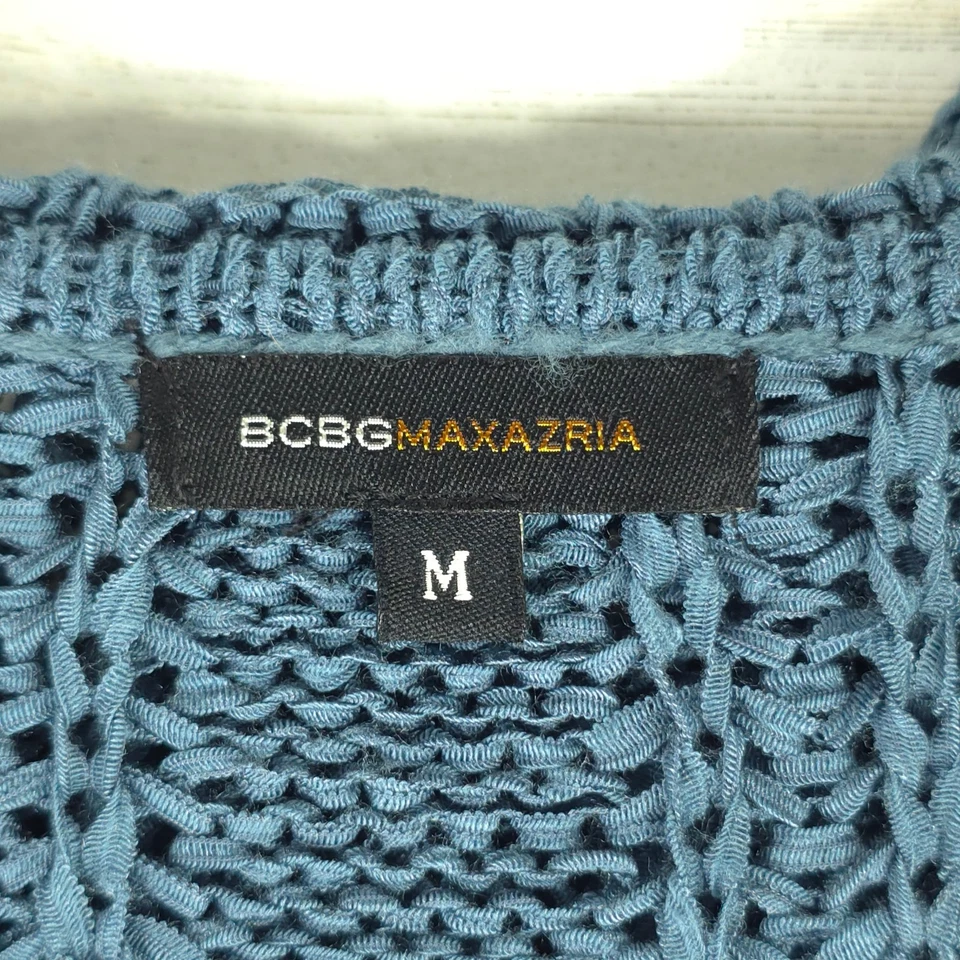 BCBG MAXAZRIA MUJER TALLA MEDIANA VERDE AZULADO ACRÍLICO SUÉTER CON CAPUCHA CUELLO EN V *USADO EN EXCELENTE ESTADO* Foto 4 de 4