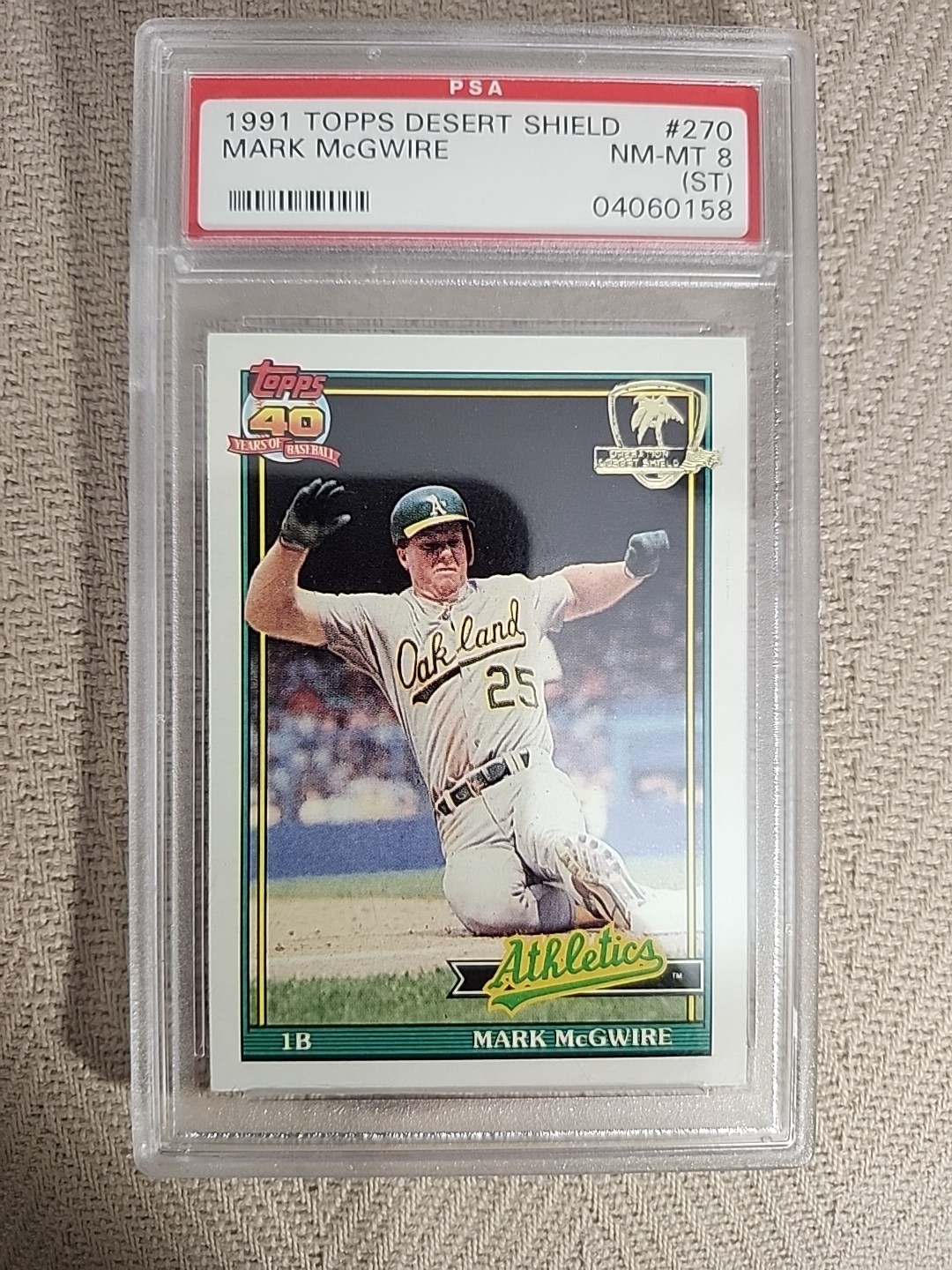 PSA 8 1991 Topps Desert Shield Mark McGwire Oakland Athletics #270