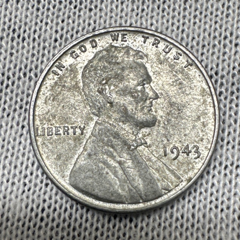 #2U: Pretty 1943 Steel Wheat Penny Lincoln Cent Coin No Mint Mark Uncirculated