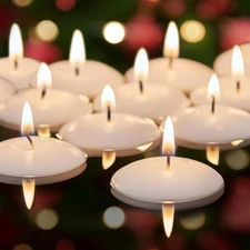 White Floating Candles 2 Inch, 24 Pack Floating Candles 5-6 Hours Long Burning, 