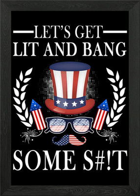 Feuerwerk Amerikanische Flagge Gerahmtes Wandbild Poster Leinwanddruck Bild