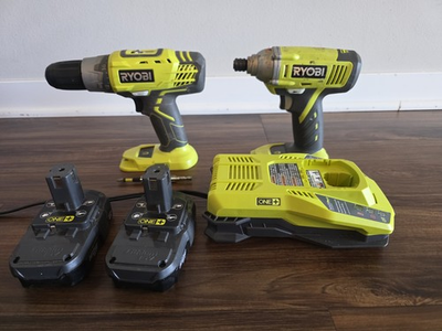 #ad RYOBI TOOL LOT P277 P243G 2 Battery P102 18V amp; ADAPTER BIT amp; Charger TESTED $74.69