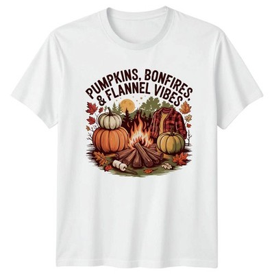 Pumpkins Bonfires Flannel Vibes Autumn Seasonal Herren T-Shirt Damen Graphic Tee