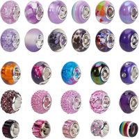 54Pcs EuropäIsche Perlen, 10 Stile Glas Random Perlen GroßE Loch Strass Charms Z