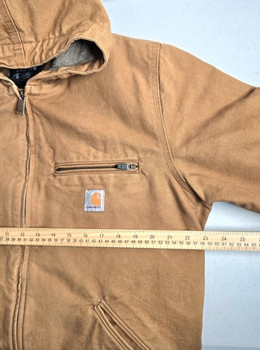 Carhartt Men's M Sherpa-Lined Relaxed Fit 0J4392 Washed Duck Hooded Jacket Faded - Picture 11 of 15