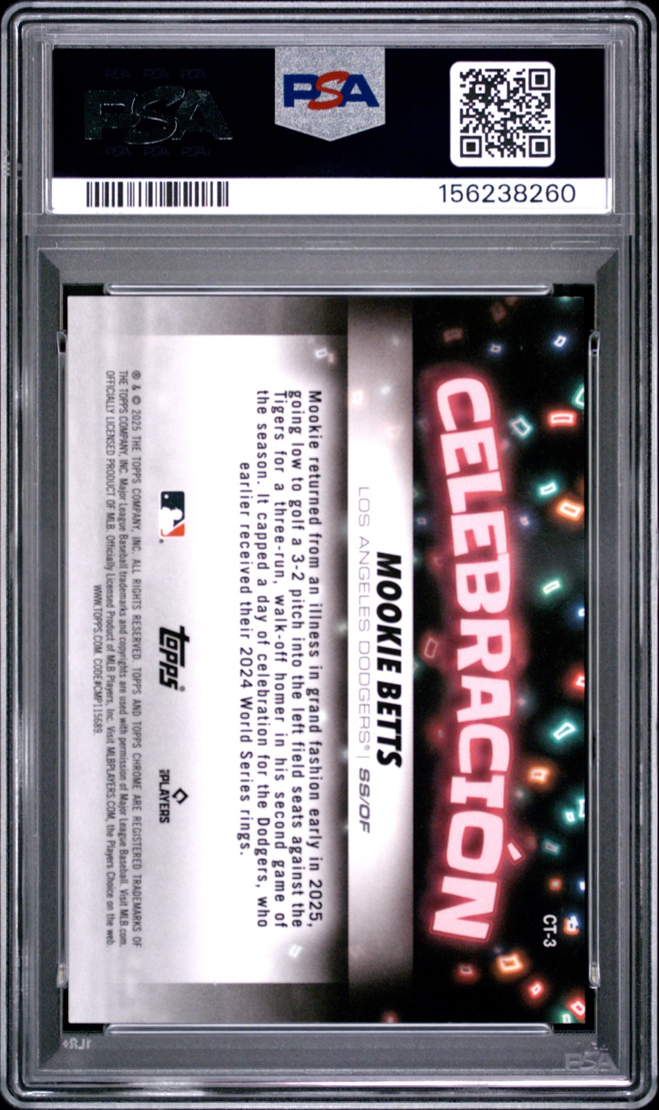 2025 TOPPS CHROME UPDATE CELEBRACION GREEN REFRACTOR #3 MOOKIE BETTS 34/99 PSA 9 view 2