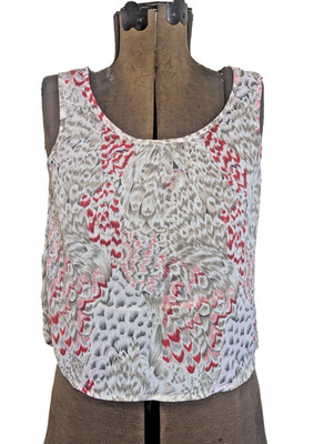Myth Women Boho Tank Size S Delicate Feather Print Nature Whimsical Relaxed Chic