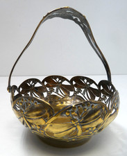 ANTIQUE ORNATE WMF G I/O GERMAN SILVER PLATED HANDLED DRAGONFLY DISH BASKET