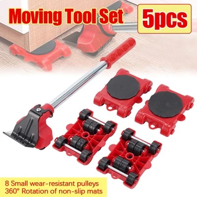 JIMBON 5Pcs Heavy Furniture Lifter Lifting Easy Moving Slider Mover Tool Set Removal US