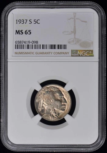1937-S Buffalo Nickel 5C NGC MS65
