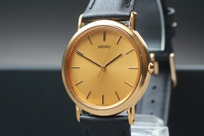 Vintage 1990 N MINT Seiko Chariot 5P31-6C90 Gold Round Quartz Mens 