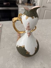 Hand Painted Porcelain Pitcher With Heavy Gold Decoration