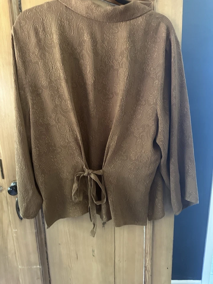 Blusa Chaqueta Citron Santa Monica Estampado Japonés Floral Artístico Seda Talla L Foto 3 de 4