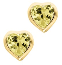 14K Yellow Gold Yellow Cubic Zirconia Heart Baby Studs-November