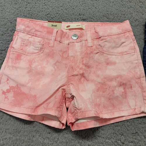 New Set Of 2 Levi’s Shorts Girls Size 8 Youth Pink Tie Dye & Blue Denim Shorty - Picture 6 of 24