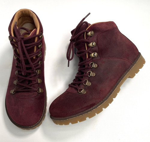 Birkenstock Jackson Hiker Boots Womens EU-39 US-8 Burgundy Oiled Suede Lace Up