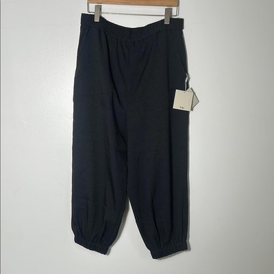 Tibi Chalky Drape Plashet Jogger Black Relaxed Fit Trousers