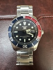 Seiko 5 Sports Automatic Watch, 23 Jewels, 100 M, Blue/Red Silver