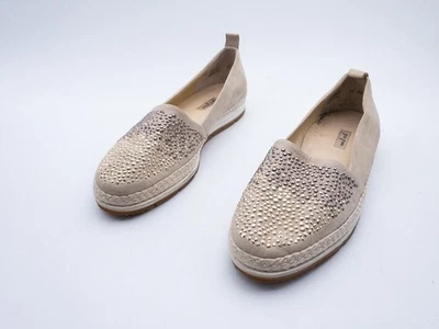 Paul Green Slipper Flacher Chaussure En Cuir Beige Gr 38,5 EU 2 cm - Photo 1/4