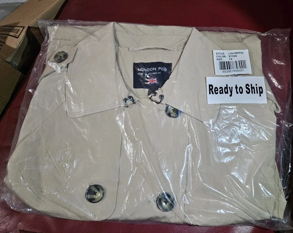 London Fog Women's Stone Double-Breasted Belted Trench Coat - XL NWT - Image 3 of 4