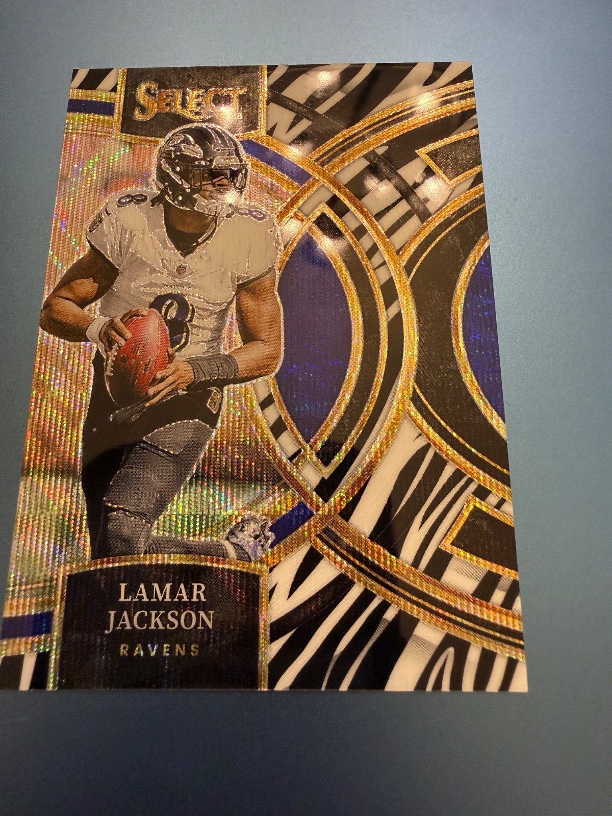 2023 Panini Select - Premier Level Lamar Jackson #190 Zebra Prizm