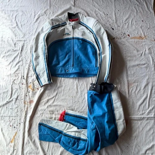 Vintage Speed Mode Cafe Racer Motorcycle Jacket & Pants Size S image 2