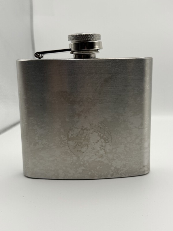USMC Marines Eagle Globe Anchor 5oz Stainless Steel Hip Flask Engraved Used