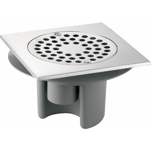 Siphon pour sol carrelé DELABIE 150x150 mm en acier inoxydable