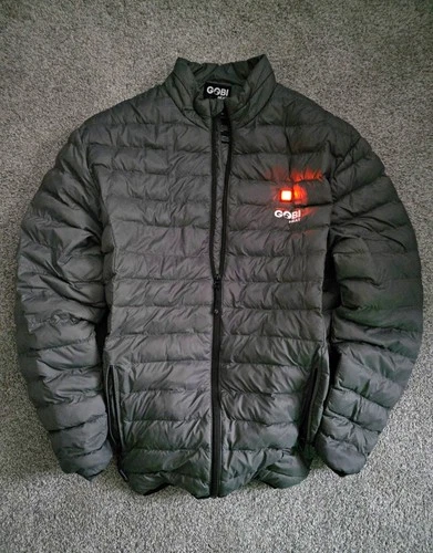 Gobi Heat Moss Green Heated Puffer Jacket Full Zip Zipped Pockets Men's Medium - product listing photo