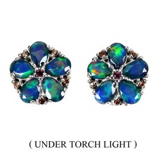 925 Sterling Silver Earrings Pear Black Opal 6x4mm Sapphire Gemstone Jewelry