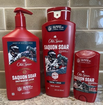 2 Pack Old Spice Saquon Soar Body Wash + Lotion + Deodorant Santal NFL Eagles