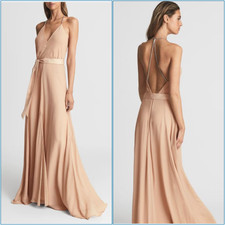 V-neck Slim Shoulder Strap Prom Ball Gown Pleated Backless Lace Evening Dress