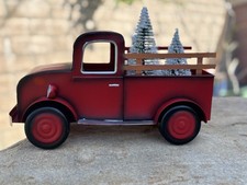 Vintage Style Red Metal Pickup Truck Christmas Tree Farmhouse Holiday Decor