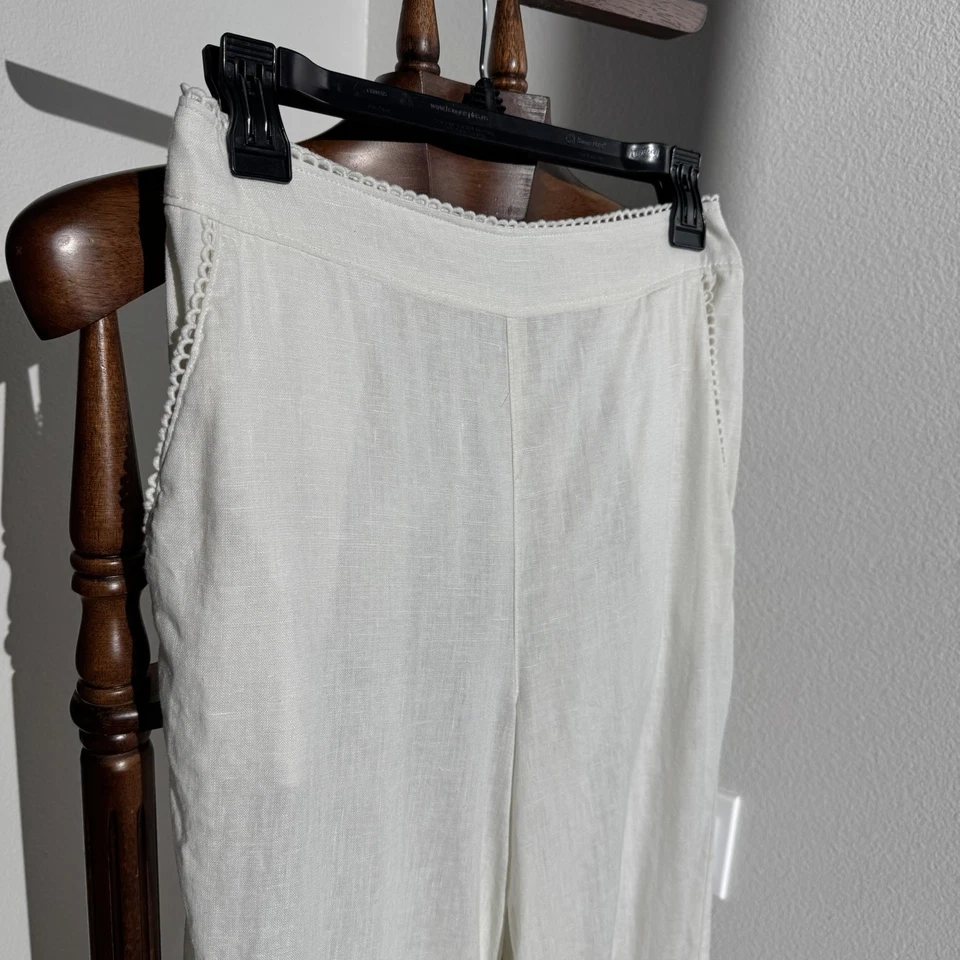 Laura Ashley 100% Linen Wide-Leg Pants Women’s S – Elastic Waist Pull-On - Image 3 of 4