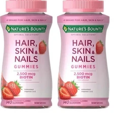 2 Pack Nature's Bounty Hair Skin & Nails Gummies 80 Ct | Strawberry 10/26
