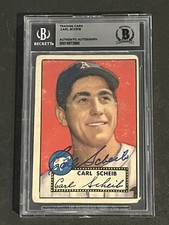 CARL SCHEIB 1952 TOPPS SIGNED AUTOGRAPHED CARD #116 BECKETT BAS AUTHENTIC