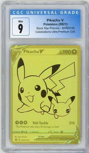 2021 Pokemon Pikachu V Black Star Promo SWSH145 Celebrations UPC Graded CGC 9