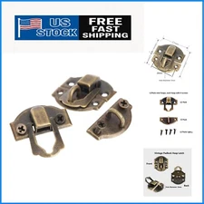 12pcs Antique Brass Hasp Latches for Jewelry Boxes - Secure & Stylish