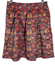 Anthropologie Maeve Rosie Floral Brocade Metallic Skirt Pleated Medium
