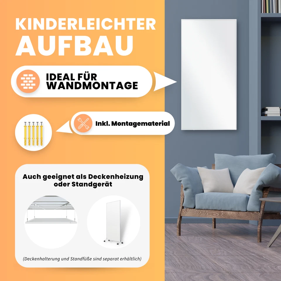 Infrarotheizung Elektroheizung Wandheizung mit Thermostat energiesparend Bringer - Bild 3 von 4