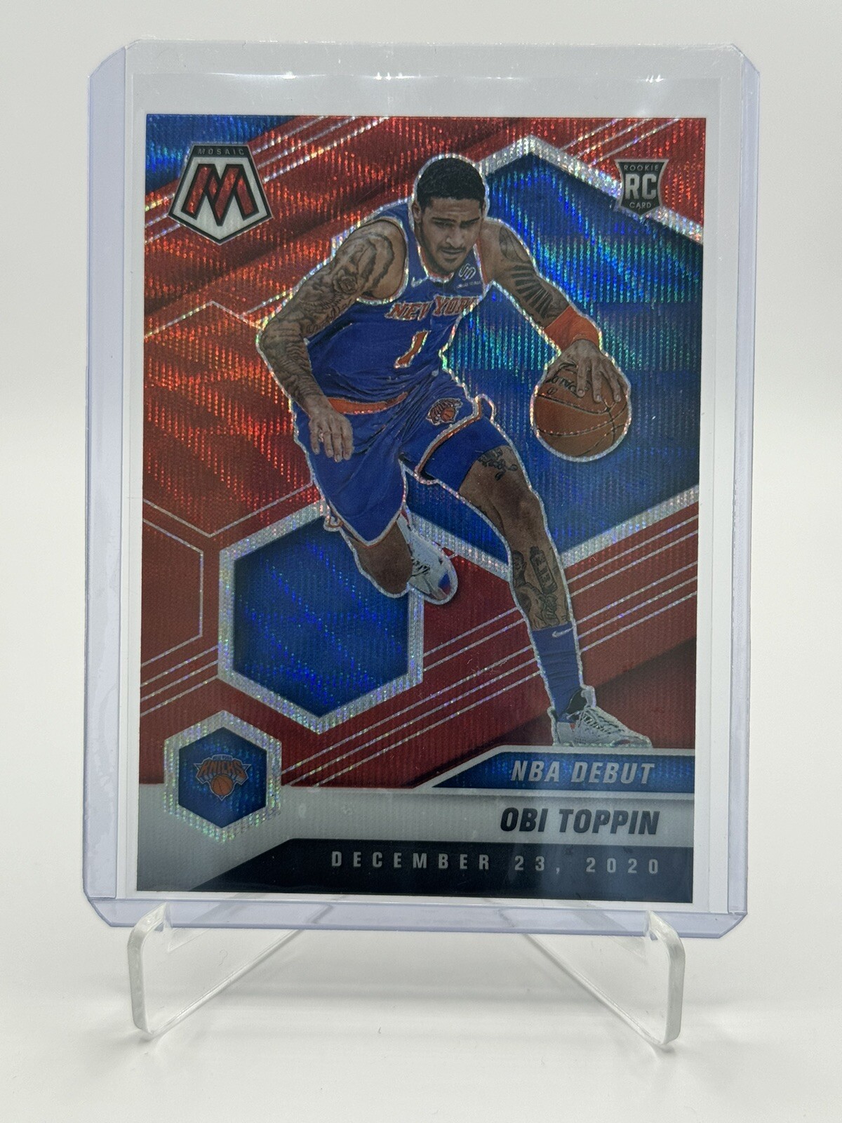 2020-21 Panini Mosaic - NBA Debut Mosaic Red Wave Prizm #273 Obi Toppin (RC)