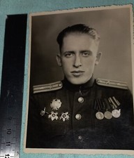 photo red army awards 4 Order and Nevsky 1941-45 signed,certified /10X12cm (A39)