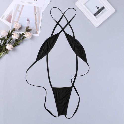 One Piece Women Swimwear Sling Shot Micro Bikini Thong Ladies Bodysuit Swimsuit - Picture 6 of 38