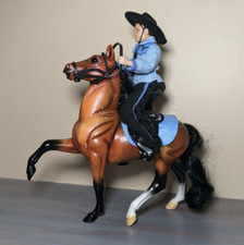 Vintage Breyer 8" Reeves Prancing Horse Roses Saddle Cowboy with Chaps Blue