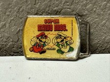 VTG 1986 Nintendo Mario Bros Belt Buckle RARE White Model Mario  Luigi Taiwan