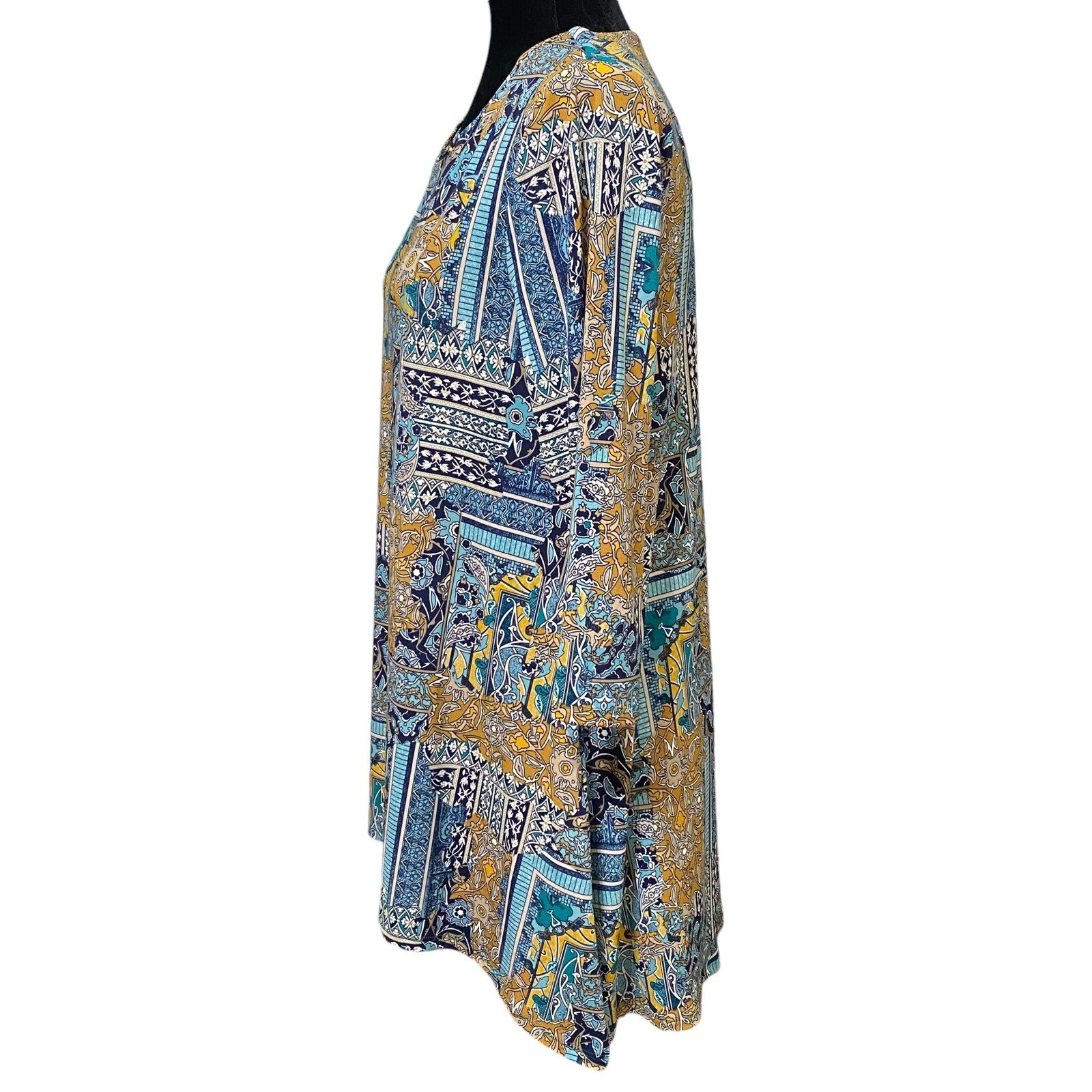 Chico’s Patchwork Cutout Tunic Top Boho Scoop Nec… - image 6