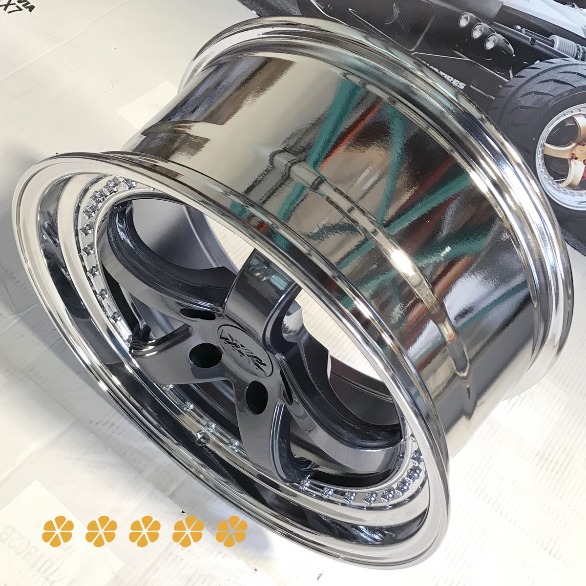 XXR 565 18 18x8.5 ET +35 Graphite Platinum Chrome Lip Rims 5x114.3